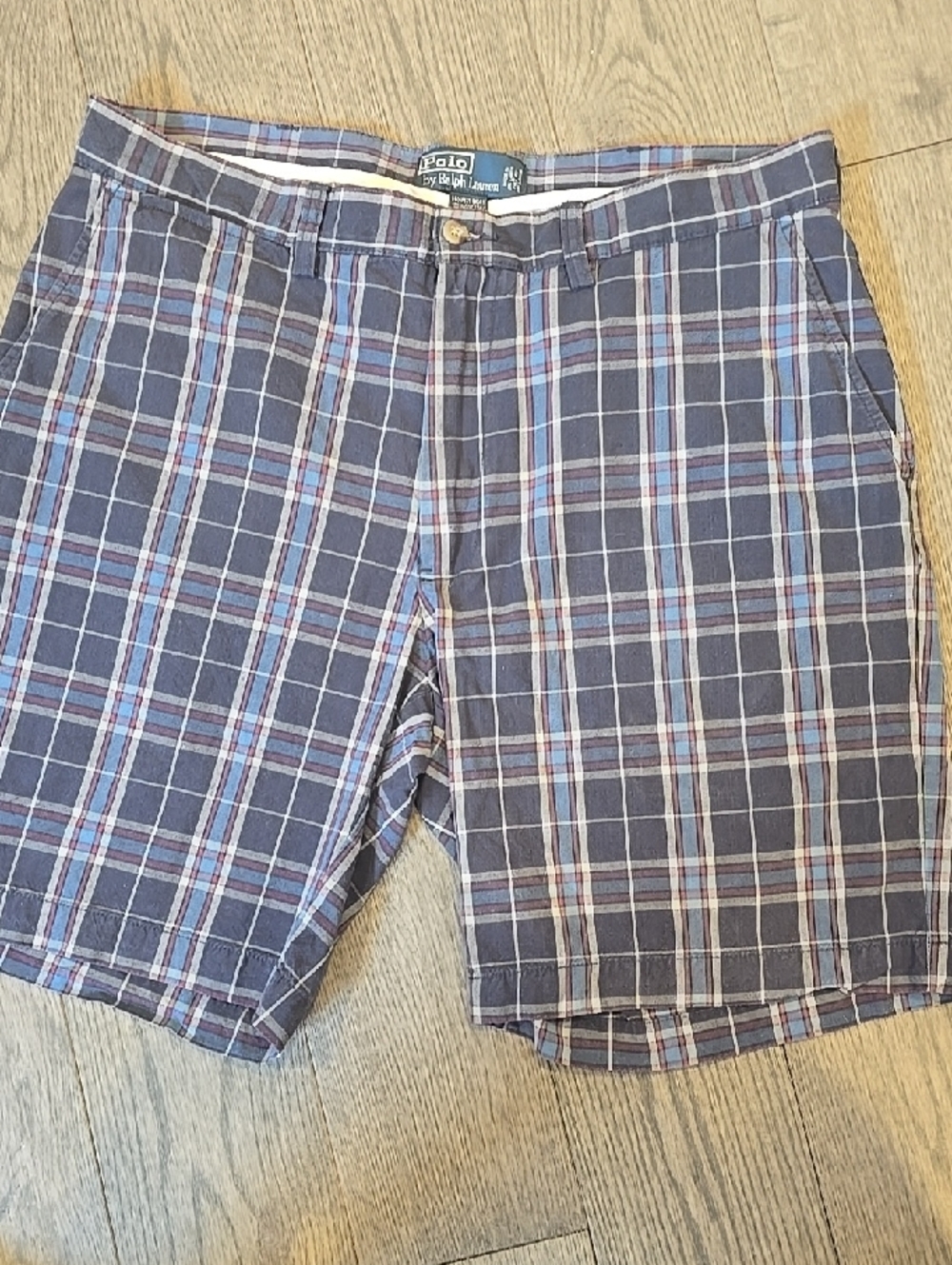 Polo by Ralph Lauren Navy Multicolor Plaid Flat Front Men’s Shorts